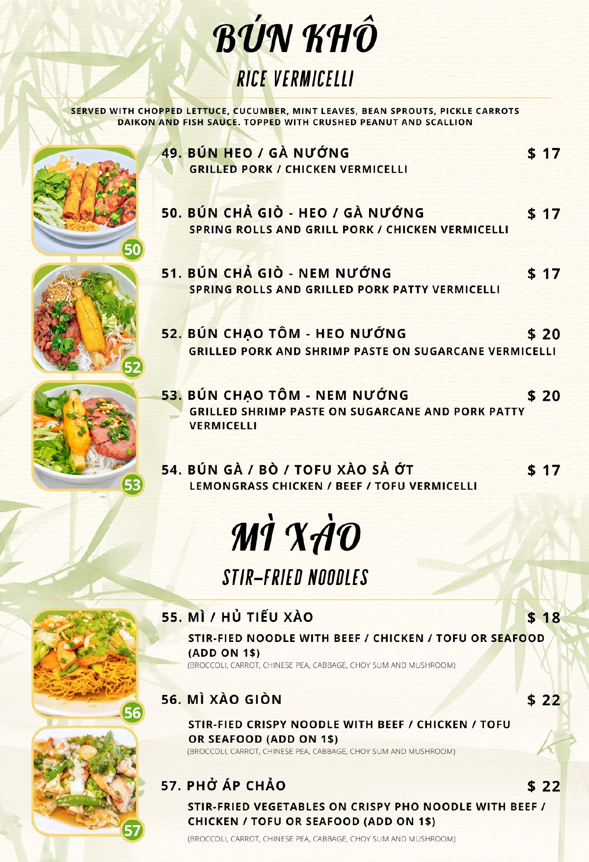 Phở Quê Hương Chinatown menu — page 6 of 16