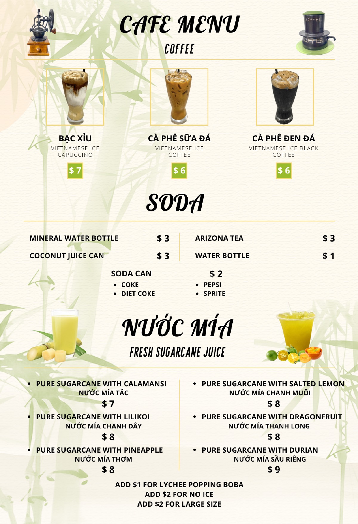 Phở Quê Hương Chinatown menu — page 13 of 16